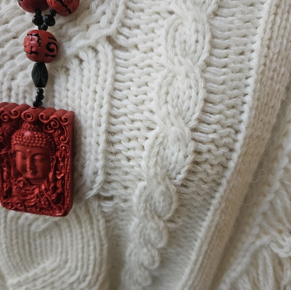 Italian Elsamanda Anthropologie Fringed Front Sweater - Picture 4 of 11